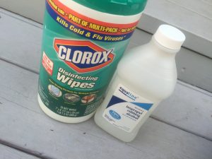 clorox and alcohol to clean used cycling shoes